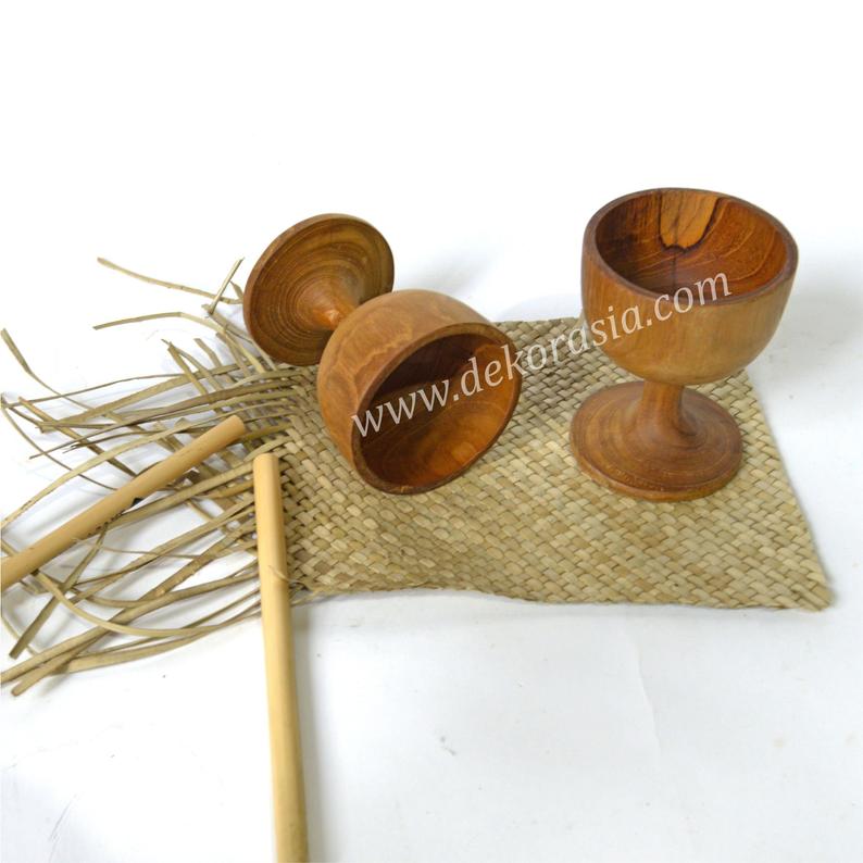 Teak Wine Goblet Diameter 3 Inches x Height 4 to 4.8 inches